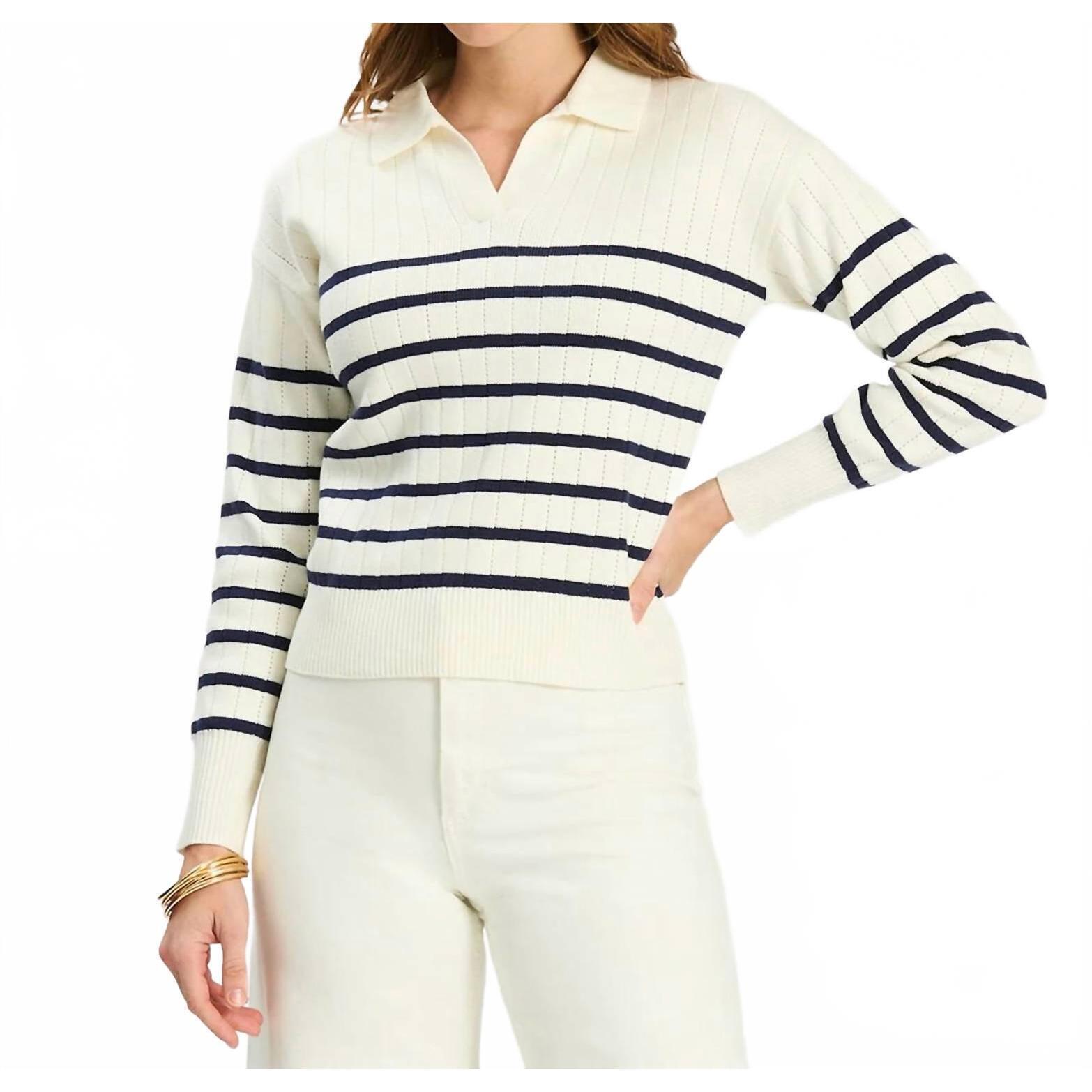 New Tyler Boe Johnny Collared Sweater In Beacon Blue